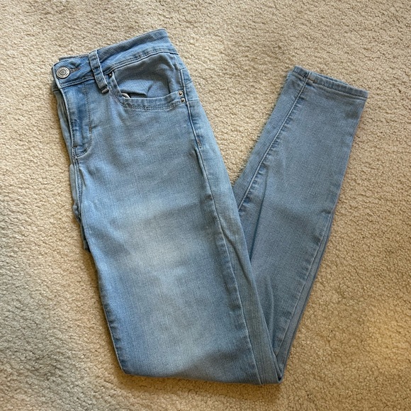 YMI Sky Blue Mid Rise Skinny Jeans for Women - Picture 1 of 4